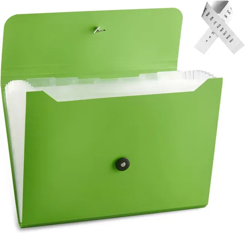 Vista 13 de Carpeta de archivos expandible con 13 bolsillos, carpeta de archivo de acordeón para documentos, organizador estético de papel negro