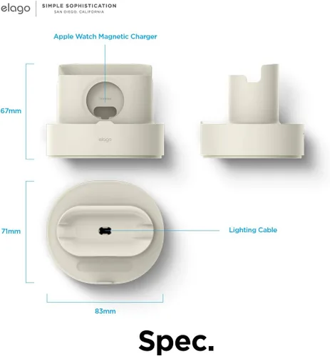 Vista 8 de elago Estación de carga 2 en 1 para productos Apple, diseñada para AirPods, AirPods Pro, iPhone, Apple Watch [cables no incluidos] (blanco clásico)