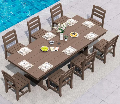 Vista 16 de SERWALL Outdoor 84" HDPE Rectangular Dining Table for 6-8,All-Weather,Aruba