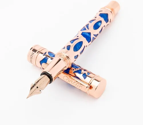 Vista 21 de Conklin Endura Deco Crest - Pluma estilográfica en azul, punta media, instrumento de escritura prémium
