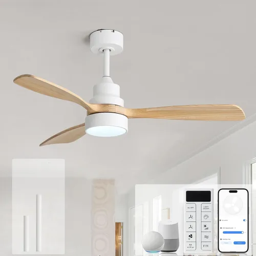 Vista 28 de Sofucor Ventiladores de techo inteligentes de 60 pulgadas con luces, ventilador de techo inteligente moderno para exteriores