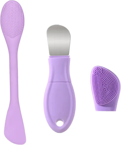 Vista 11 de Limpiador facial de silicona, cepillo de limpieza facial de silicona, almohadilla exfoliante suave y masajeador, para hombres y mujeres (azul)