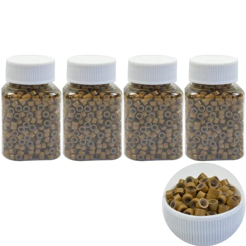 Vista 19 de 500 cuentas de micro anillos forradas de silicona de 0.197 in para extensiones de cabello con punta I (negro)