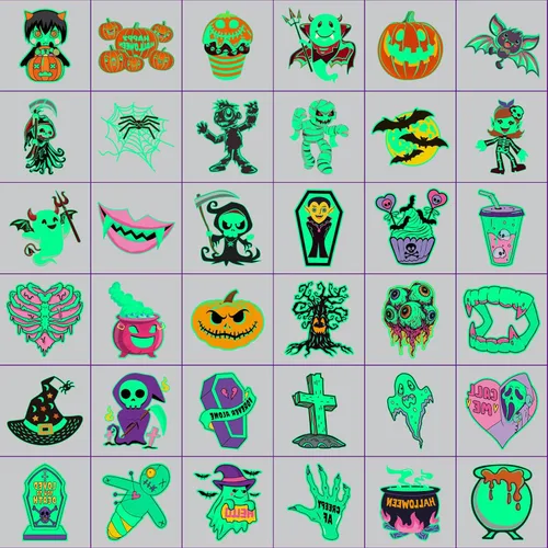 Vista 3 de Para suministros de recuerdos de fiesta de Halloween, 102 tatuajes temporales que brillan en la oscuridad envueltos individualmente para niños