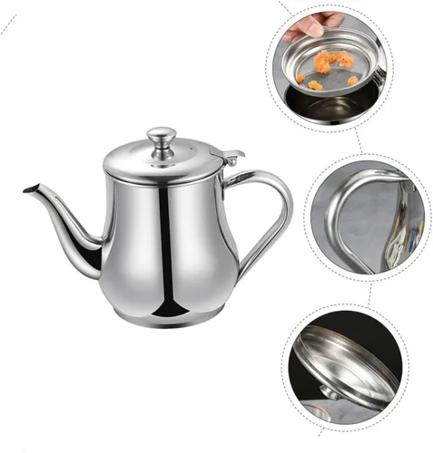 Vista 8 de HEMOTON Colador de aceite Pot Contenedor de aceite de cocina Contenedor de grasa Colador para cocinar