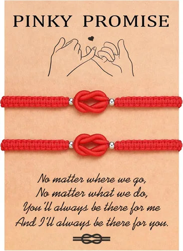 Vista 7 de UNGENT THEM - Pulseras Pinky Promise para parejas con nudo; juego de pulseras para aniversario, Navidad, San Valentín; regalos "I Love You