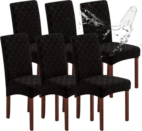 Vista 47 de Genina Juego de 4 fundas 100 % impermeables para sillas de comedor grandes, fundas protectoras elásticas para sillas Parson para el hogar