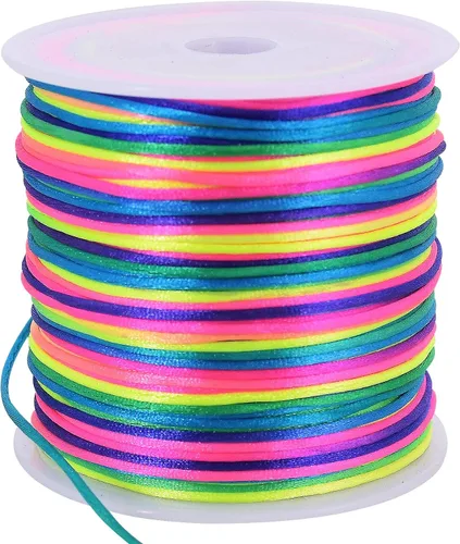 Vista 10 de TONIFUL Cordón de Nylon Negro de 1mm x 100 Yardas Cuerda de Satén para Hacer Pulseras y Joyas Cordón de Macramé Rattail Trim Collar a Granel Hilo