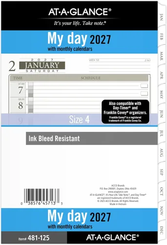 Vista 6 de AT-A-GLANCE Agenda 2026, diaria, 5-1/2 x 8-1/2 pulgadas, tamaño de escritorio 4, recarga de una página por día, hojas sueltas (481-125-26)