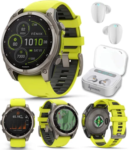 Vista 10 de Garmin Fenix 0.315 – 1.693 in Zafiro, AMOLED Multisport GPS Smartwatch, gris carbón DLC titanio con silicona negro/gris guijarro, linterna LED fenix