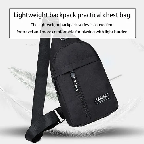 Vista 3 de Pequeña bolsa cruzada negra, bolsa de hombro para hombres y mujeres, bolso bandolera de pecho con una correa de viaje, Negro