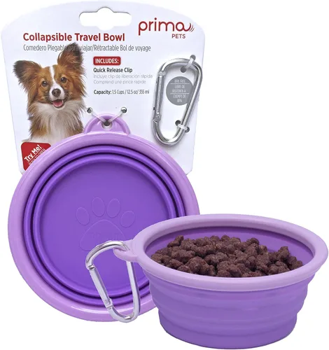 Vista 13 de Prima Pet Plegable Silicona Food & agua Tazón con clip de viaje para perro y gato, tamaños disponibles: pequeño (1,5 tazas) & Grande (5 tazas), Agua