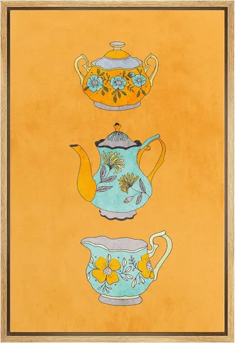 Vista 24 de SIGNWIN Lienzo enmarcado para pared, arte ornamental de neón fino, tazas de té, comida y bebida, ilustraciones culturales, arte moderno, elegante
