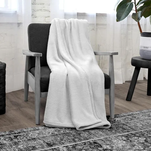 Vista 3 de NORTHWEST Ashford Home - Manta acogedora Warmwell de invierno, color blanco, tamaño 50 x 60 pulgadas