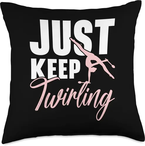 Vista 4 de Just Keep Twirling Baton Twirler Baton Twirling Throw Pillow