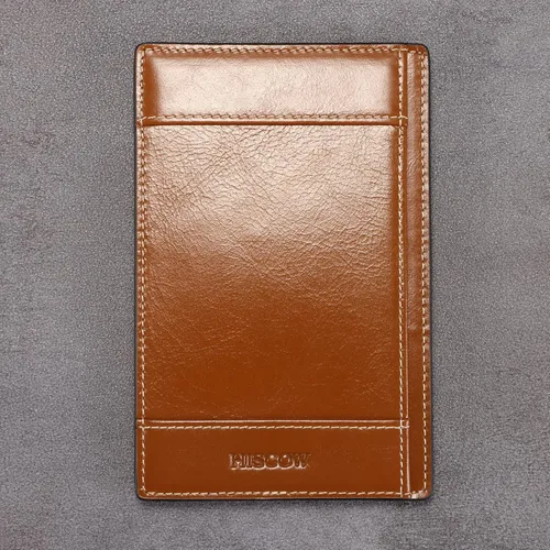 Vista 4 de HISCOW Bloc de notas y cuaderno de bolsillo de cuero italiano, bloc de notas de 3 x 5 con soporte seguro para bolígrafo, organizador de notas marrón