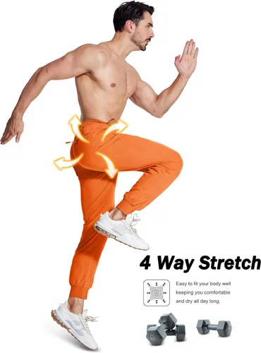 Vista 6 de MAGCOMSEN Pantalones deportivos para hombre con bolsillos con cremallera, pantalones deportivos ligeros para senderismo, correr, entrenamiento