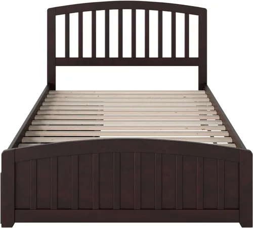Vista 7 de AFI, Richmond - Cama de plataforma de almacenamiento matrimonial con estribo a juego, color espresso