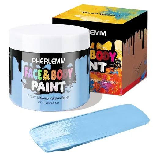 Vista 13 de Pintura blanca del cuerpo de la cara 2 fl oz, pintura a base de Blanco