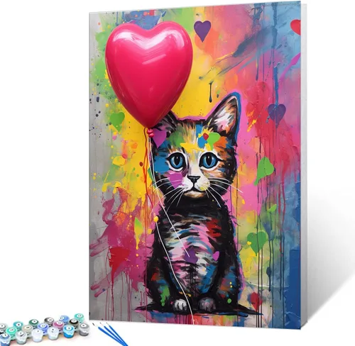Vista 12 de Tucocoo Pintura de globos coloridos por números para adultos, kits de pintura al óleo digital sobre lienzo con pinceles y pigmento acrílico, arte