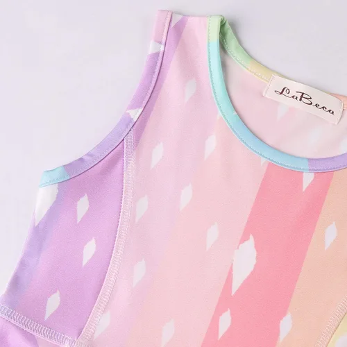 Vista 6 de LaBeca - Vestido sin mangas o de manga larga para niñas, vestidos informales con diseño de unicornio o sirena para niñas pequeñas o grandes