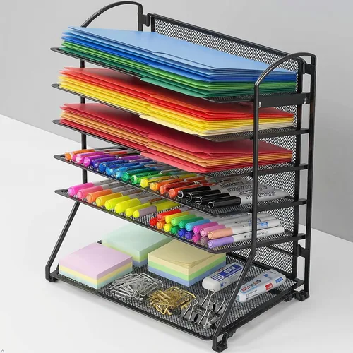 Vista 7 de SimpleHouseware - Bandeja organizadora para documentos de escritorio con 6 bandejas Bandeja de cartas de escritorio que ahorra espacio