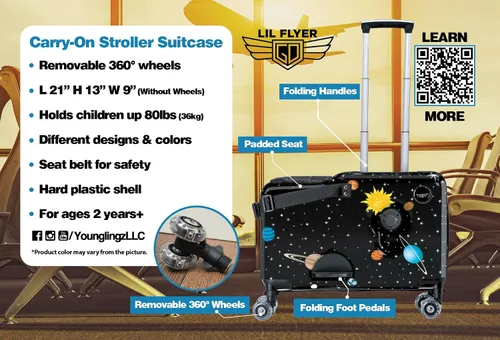Vista 18 de Younglingz LIL FLYER GO 21" - Maleta de mano para niños, Motocicleta verde V2