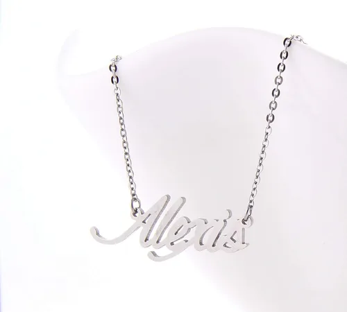 Vista 6 de HUAN XUN - Collar con nombre personalizado en plata dorada