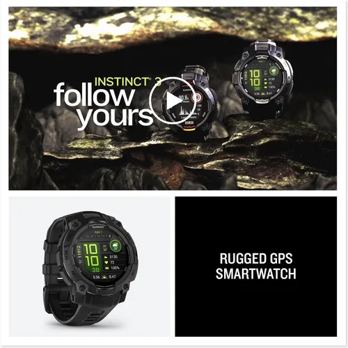 Vista 9 de Garmin Instinct® 3 45mm, pantalla AMOLED, reloj inteligente GPS resistente para exteriores, bisel reforzado con metal, linterna incorporada, hasta