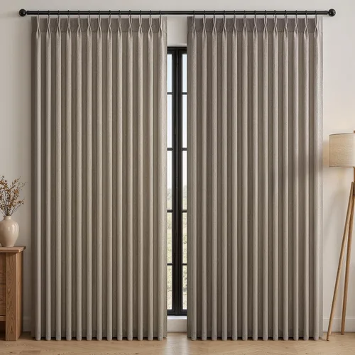Vista 20 de 2 paneles de cortinas plisadas de lino beige de 84 pulgadas de largo, para dormitorio y sala de estar, cortina plisada con ganchos y pestaña trasera