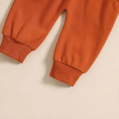 Vista 7 de Conjunto de sudadera de manga larga con estampado de calabaza y pantalones de Halloween para bebé, 2 piezas, ropa de otoño e invierno