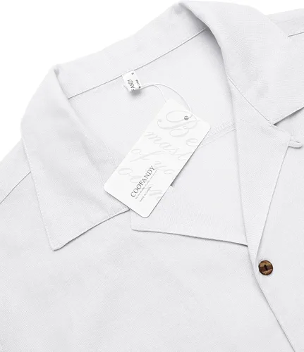 Vista 5 de COOFANDY - Camisas hawaianas de algodón y lino florales tropicales con botones para hombre
