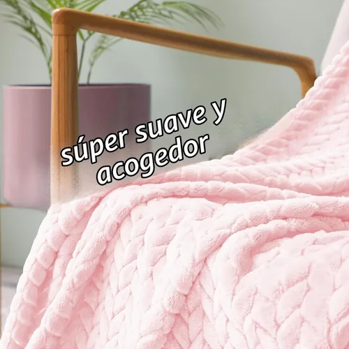 Vista 7 de Exclusivo Mezcla Manta de forro polar para sofá, 50 x 70 pulgadas, rosa Rosa claro