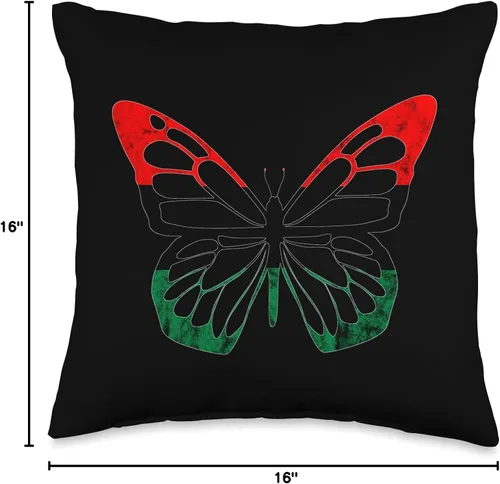 Vista 4 de Pan African Pride Black History Black Liberation Butterfly Pan African UNIA Flag Throw Pillow, 16 x 16 pulgadas, multicolor