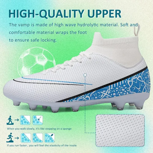 Vista 2 de GRESKY Tacos de fútbol para hombre y mujer, zapatos de fútbol para niño grande AG TF