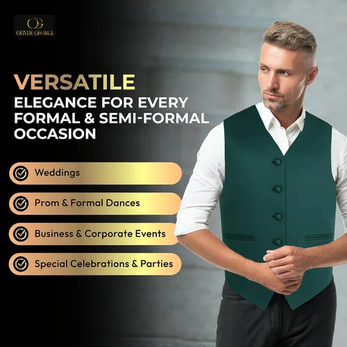 Vista 4 de Conjunto de chaleco formal sólido para hombre, esmoquin, chaleco y pajarita para traje o esmoquin