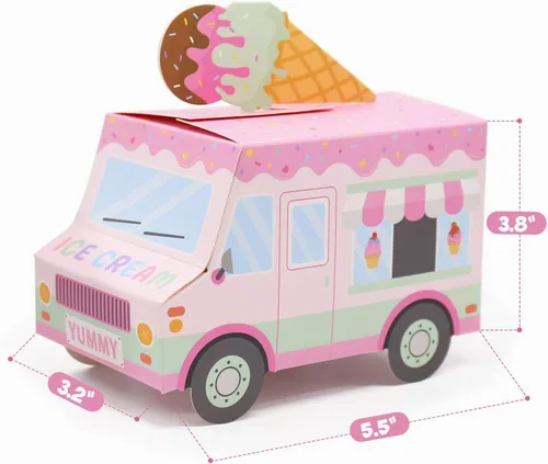 Vista 2 de Bessmoso - Cajas de regalo de fiesta de helados con forma de camión de helados, cajas de dulces para verano, cajas de dulces con chispas temáticas