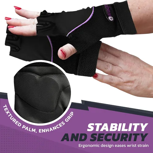 Vista 5 de Guantes de muñeca asegurada, almohadilla de gel delgada y forro interior absorbente, guantes de entrenamiento para mujeres y hombres, yoga y pilates
