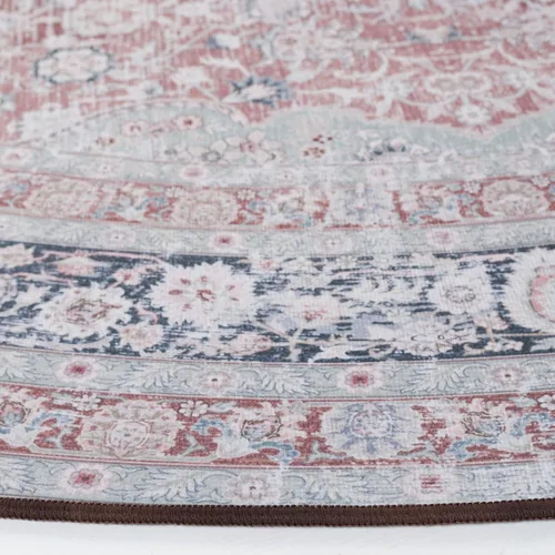 Vista 4 de SAFAVIEH Alfombra lavable de la colección Tucson, redonda, de 6 pies, resistente a la corrosión y salvia, antideslizante, ideal para zonas de alto