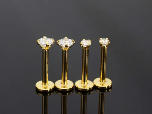 Vista 5 de Piercing de labio de 16 G con circonita cúbica de color mixto para labret Monroe nariz, tragus hélice para oreja, joyería de acero inoxidable