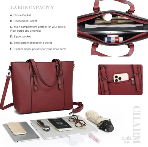 Vista 4 de Bolsas estilo cartera y bolsos estilo tote y de hombro para mujer con asa superior.