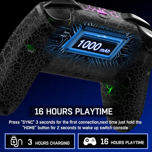 Vista 7 de Controladores inalámbricos Switch Pro compatibles con Nintendo SwitchLiteOLED, multiplataforma PCiOSAndroid, controlador de interruptor con 9