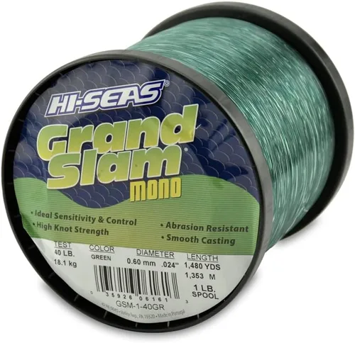Vista 49 de Sedal de Pesca de Monofilamento HI-SEAS Grand Slam - Fuerte y Resistente a la Abrasión en Transparente, Rosa, Verde, Azul Ahumado, Amarillo Amarillo