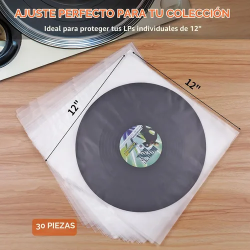 Vista 6 de Paquete de 30 fundas interiores de disco de vinilo de 12 pulgadas para almacenamiento de protección 3.2 mil de grosor, transparente para pantalla