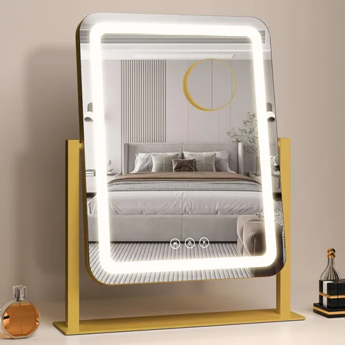 Vista 10 de Espejo de tocador de 12 x 13.9 pulgadas con luces, espejo de maquillaje LED