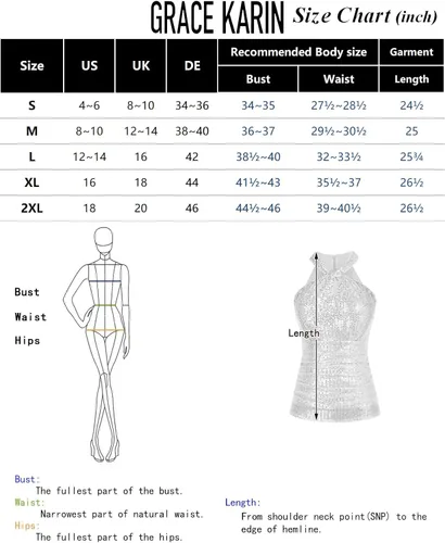 Vista 5 de GRACE KARIN Camisetas de lentejuelas para mujer, elegantes camisetas halter con brillos, para fiesta, club, cóctel, ajustadas, fruncidas