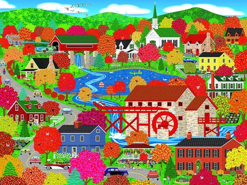 Vista 8 de RoseArt - Home Country - Dozing Bear Lodge - Rompecabezas de 1000 piezas para adultos