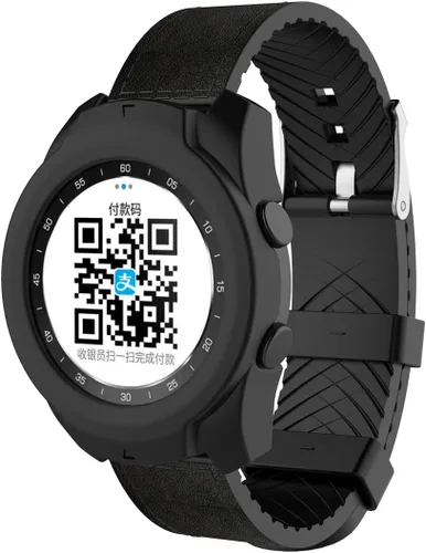 Vista 3 de Funda protectora de silicona para TicWatch Pro, funda protectora para reloj inteligente TicWatch Pro, suave y duradera (silicona negra)