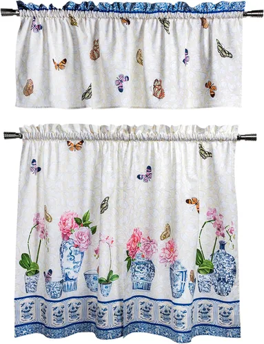 Vista 27 de Maison d' Hermine Juego de cortinas de cocina para ventanas, juego de cortinas de cocina 100% algodón, cenefas para el hogar [2 niveles
