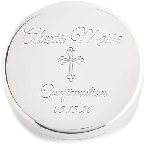 Vista 14 de Cherished Moments - Joyero redondo personalizado con alas de ángel Ángel plateado